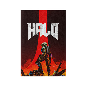 Обложка для паспорта матовая кожа с принтом HALO x DOOM в Белгороде, натуральная матовая кожа | размер 19,3 х 13,7 см; прозрачные пластиковые крепления | Тематика изображения на принте: doom | game | games | halo | heilo | master chif | spartan | дум | игра | игры | ковенант | ковенанты | мастер чиф | спартанец | хало | хейло | хэйло