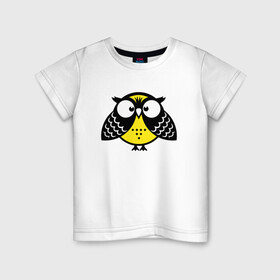 Детская футболка хлопок с принтом Удивленная сова в Белгороде, 100% хлопок | круглый вырез горловины, полуприлегающий силуэт, длина до линии бедер | owl | owls | сова | совушка | совы | филин | фраза | юмор