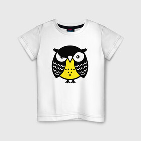 Детская футболка хлопок с принтом Сердитая сова в Белгороде, 100% хлопок | круглый вырез горловины, полуприлегающий силуэт, длина до линии бедер | owl | owls | сова | совушка | совы | филин | фраза | юмор