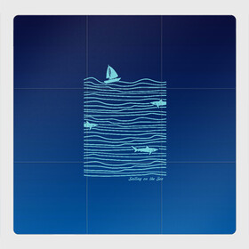 Магнитный плакат 3Х3 с принтом Акулы в море в Белгороде, Полимерный материал с магнитным слоем | 9 деталей размером 9*9 см | акула | лето | лодка | море | океан | отдых | отпуск | парус | парусник | плавание