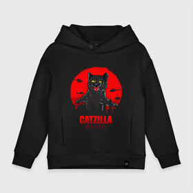 Детское худи Oversize хлопок с принтом КОТЗИЛЛА CATZILLA в Белгороде, френч-терри — 70% хлопок, 30% полиэстер. Мягкий теплый начес внутри —100% хлопок | боковые карманы, эластичные манжеты и нижняя кромка, капюшон на магнитной кнопке | cat | cats | catzila | catzilla | godzila | godzilla | годзила | годзилла | кот | котзила | котик | кошка | кэтзилла | мимими | прикол | прикольная