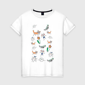 Женская футболка хлопок с принтом Детские рисунки в Белгороде, 100% хлопок | прямой крой, круглый вырез горловины, длина до линии бедер, слегка спущенное плечо | draw | детские рисунки | рисунок