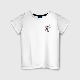 Детская футболка хлопок с принтом Сuphead в Белгороде, 100% хлопок | круглый вырез горловины, полуприлегающий силуэт, длина до линии бедер | cuphead | game | illustration | mugman