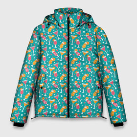 Мужская зимняя куртка 3D с принтом Летняя текстура в Белгороде, верх — 100% полиэстер; подкладка — 100% полиэстер; утеплитель — 100% полиэстер | длина ниже бедра, свободный силуэт Оверсайз. Есть воротник-стойка, отстегивающийся капюшон и ветрозащитная планка. 

Боковые карманы с листочкой на кнопках и внутренний карман на молнии. | Тематика изображения на принте: background | cocktails | drinks | juice | summer | summer texture | texture | бокалы | коктейли | летняя текстура | лето | напитки | сок | текстура | фон