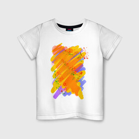 Детская футболка хлопок с принтом Яркость красок в Белгороде, 100% хлопок | круглый вырез горловины, полуприлегающий силуэт, длина до линии бедер | art | orange | print | брызги | краски | принт | пятна | творчество | яркость