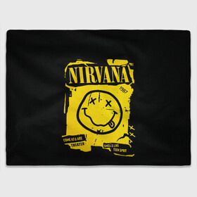 Плед 3D с принтом Nirvana 1987 в Белгороде, 100% полиэстер | закругленные углы, все края обработаны. Ткань не мнется и не растягивается | album | curt | kobain | logo | music | nevermind | nirvana | rock | smells like | smile | teen spirit | альбом | гитара | курт кобейн | логотип | музыка | невермайнд | нирвана | рок | смайл | стикер