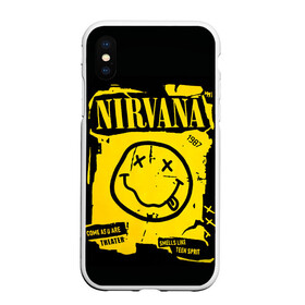 Чехол для iPhone XS Max матовый с принтом Nirvana 1987 в Белгороде, Силикон | Область печати: задняя сторона чехла, без боковых панелей | Тематика изображения на принте: album | curt | kobain | logo | music | nevermind | nirvana | rock | smells like | smile | teen spirit | альбом | гитара | курт кобейн | логотип | музыка | невермайнд | нирвана | рок | смайл | стикер