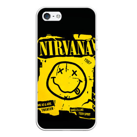 Чехол для iPhone 5/5S матовый с принтом Nirvana 1987 в Белгороде, Силикон | Область печати: задняя сторона чехла, без боковых панелей | album | curt | kobain | logo | music | nevermind | nirvana | rock | smells like | smile | teen spirit | альбом | гитара | курт кобейн | логотип | музыка | невермайнд | нирвана | рок | смайл | стикер