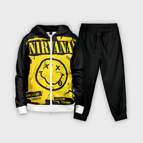 Детский костюм 3D с принтом Nirvana 1987 в Белгороде,  |  | album | curt | kobain | logo | music | nevermind | nirvana | rock | smells like | smile | teen spirit | альбом | гитара | курт кобейн | логотип | музыка | невермайнд | нирвана | рок | смайл | стикер