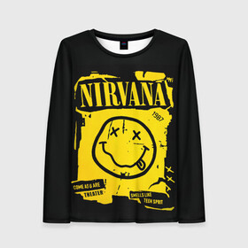 Женский лонгслив 3D с принтом Nirvana 1987 в Белгороде, 100% полиэстер | длинные рукава, круглый вырез горловины, полуприлегающий силуэт | album | curt | kobain | logo | music | nevermind | nirvana | rock | smells like | smile | teen spirit | альбом | гитара | курт кобейн | логотип | музыка | невермайнд | нирвана | рок | смайл | стикер