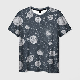 Мужская футболка 3D с принтом Звезды, планеты и созвездия в Белгороде, 100% полиэфир | прямой крой, круглый вырез горловины, длина до линии бедер | space | арт | звезды | кометы | космос | метеориты | планеты | созвездия