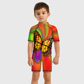 Детский купальный костюм 3D с принтом Абстракция бабочки в Белгороде, Полиэстер 85%, Спандекс 15% | застежка на молнии на спине | butterfly | абстракция | бабочка | насекомое | чешуекрылое