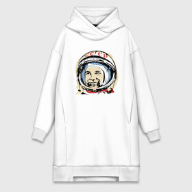 Платье-худи хлопок с принтом Быть первым как Юрий Гагарин в Белгороде,  |  | астронавт | восток1 | гагарин | земля | космонавт | космос | планеты | юрий