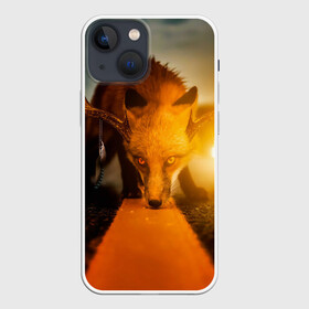 Чехол для iPhone 13 mini с принтом Лиса с рогами оленя в Белгороде,  |  | fox | foxy | животное | звери | лиса | лисенок | лисичка | милая | рыжая | фокс