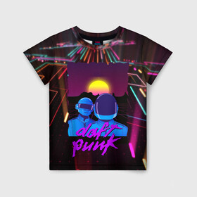 Детская футболка 3D с принтом Daft Punk Electrix в Белгороде, 100% гипоаллергенный полиэфир | прямой крой, круглый вырез горловины, длина до линии бедер, чуть спущенное плечо, ткань немного тянется | by craig drake | daft punk | madeinkipish | thomas bangalter | дафт панк | маски | тома и ги мануэль