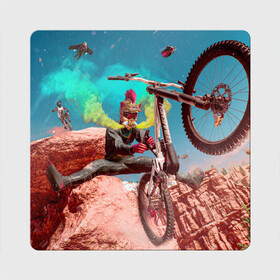 Магнит виниловый Квадрат с принтом Riders Republic в Белгороде, полимерный материал с магнитным слоем | размер 9*9 см, закругленные углы | riders republic | велосипед | гонки | игра | человек | экстрим