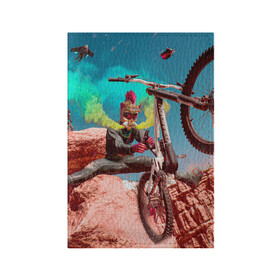 Обложка для паспорта матовая кожа с принтом Riders Republic в Белгороде, натуральная матовая кожа | размер 19,3 х 13,7 см; прозрачные пластиковые крепления | Тематика изображения на принте: riders republic | велосипед | гонки | игра | человек | экстрим