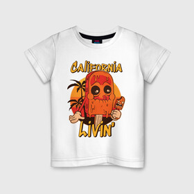 Детская футболка хлопок с принтом California ice cream в Белгороде, 100% хлопок | круглый вырез горловины, полуприлегающий силуэт, длина до линии бедер | art | california | ice cream | palm trees | summer | sunset | арт | закат | калифорния | лето | мороженое | пальмы
