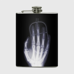 Фляга с принтом X-Ray hand в Белгороде, металлический корпус | емкость 0,22 л, размер 125 х 94 мм. Виниловая наклейка запечатывается полностью | Тематика изображения на принте: hand | mouse | x ray | мышка | рука