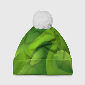 Шапка 3D c помпоном с принтом 3d Green abstract в Белгороде, 100% полиэстер | универсальный размер, печать по всей поверхности изделия | luxury | versace | vip | абстракция | версаче | вип | паттерн | роскошь | текстуры
