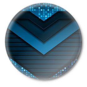 Значок с принтом 3D luxury blue abstract в Белгороде,  металл | круглая форма, металлическая застежка в виде булавки | luxury | versace | vip | абстракция | версаче | вип | паттерн | роскошь | текстуры