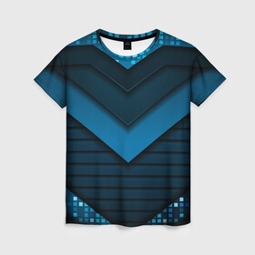 Женская футболка 3D с принтом 3D luxury blue abstract в Белгороде, 100% полиэфир ( синтетическое хлопкоподобное полотно) | прямой крой, круглый вырез горловины, длина до линии бедер | luxury | versace | vip | абстракция | версаче | вип | паттерн | роскошь | текстуры