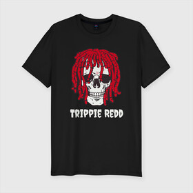 Мужская футболка хлопок Slim с принтом TRIPPIE REDD в Белгороде, 92% хлопок, 8% лайкра | приталенный силуэт, круглый вырез ворота, длина до линии бедра, короткий рукав | Тематика изображения на принте: 1400 | big | rap | red | redd | trippie | ред | редд | рэд | рэдд | триппи