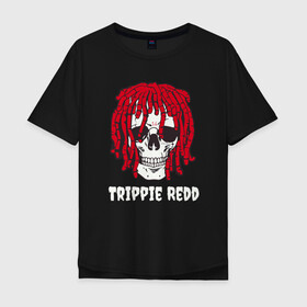 Мужская футболка хлопок Oversize с принтом TRIPPIE REDD в Белгороде, 100% хлопок | свободный крой, круглый ворот, “спинка” длиннее передней части | 1400 | big | rap | red | redd | trippie | ред | редд | рэд | рэдд | триппи