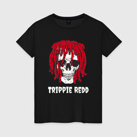 Женская футболка хлопок с принтом TRIPPIE REDD в Белгороде, 100% хлопок | прямой крой, круглый вырез горловины, длина до линии бедер, слегка спущенное плечо | 1400 | big | rap | red | redd | trippie | ред | редд | рэд | рэдд | триппи