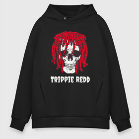 Мужское худи Oversize хлопок с принтом TRIPPIE REDD в Белгороде, френч-терри — 70% хлопок, 30% полиэстер. Мягкий теплый начес внутри —100% хлопок | боковые карманы, эластичные манжеты и нижняя кромка, капюшон на магнитной кнопке | 1400 | big | rap | red | redd | trippie | ред | редд | рэд | рэдд | триппи