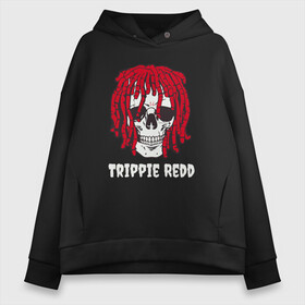 Женское худи Oversize хлопок с принтом TRIPPIE REDD в Белгороде, френч-терри — 70% хлопок, 30% полиэстер. Мягкий теплый начес внутри —100% хлопок | боковые карманы, эластичные манжеты и нижняя кромка, капюшон на магнитной кнопке | 1400 | big | rap | red | redd | trippie | ред | редд | рэд | рэдд | триппи