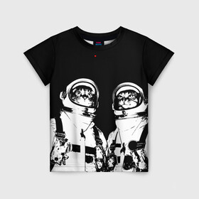 Детская футболка 3D с принтом Коты Космонавты в Белгороде, 100% гипоаллергенный полиэфир | прямой крой, круглый вырез горловины, длина до линии бедер, чуть спущенное плечо, ткань немного тянется | Тематика изображения на принте: 12 | 1961 | astronaut | cat | gagarin | mars | nasa | space | spacex | sssr | yuri | апрель | астронавт | гагарин | день | земля | космонавт | космонавтика | космос | кот | коты | кошка | лазер | луна | марс | наса | планета | поехали | полё