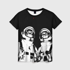 Женская футболка 3D с принтом Коты Космонавты в Белгороде, 100% полиэфир ( синтетическое хлопкоподобное полотно) | прямой крой, круглый вырез горловины, длина до линии бедер | Тематика изображения на принте: 12 | 1961 | astronaut | cat | gagarin | mars | nasa | space | spacex | sssr | yuri | апрель | астронавт | гагарин | день | земля | космонавт | космонавтика | космос | кот | коты | кошка | лазер | луна | марс | наса | планета | поехали | полё