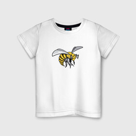 Детская футболка хлопок с принтом Грозная Пчела в Белгороде, 100% хлопок | круглый вырез горловины, полуприлегающий силуэт, длина до линии бедер | грозная пчела | злая пчела | насекомое | пчела | пчела воин | рисунок