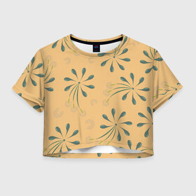 Женская футболка Crop-top 3D с принтом пестики тычинки в Белгороде, 100% полиэстер | круглая горловина, длина футболки до линии талии, рукава с отворотами | лето | одуванчик | паттерн | пестики | тычинки | узор
