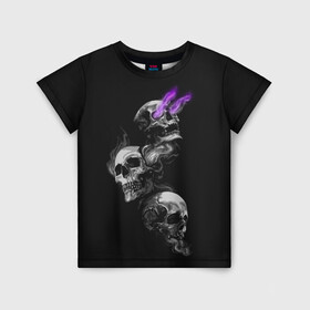 Детская футболка 3D с принтом Soul Skull в Белгороде, 100% гипоаллергенный полиэфир | прямой крой, круглый вырез горловины, длина до линии бедер, чуть спущенное плечо, ткань немного тянется | death | skelet | skeleton | skulls | souls | душа | души | скелет | скелетон | черепа | черепушка