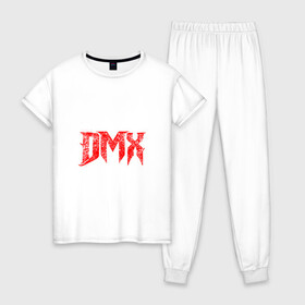 Женская пижама хлопок с принтом Рэпер DMX | логотип logo в Белгороде, 100% хлопок | брюки и футболка прямого кроя, без карманов, на брюках мягкая резинка на поясе и по низу штанин | dmx | hip | hip hop | hop | music | rap | бультерьер | бурбуль | дмикс | дог | питбули | питбуль | реп | ротвейлер | рэп | собаки | хип хоп | черно белая фотография