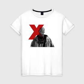 Женская футболка хлопок с принтом DMX - american rapper в Белгороде, 100% хлопок | прямой крой, круглый вырез горловины, длина до линии бедер, слегка спущенное плечо | american | dmx | dog | earl simmons | gangsta | hip hop | legend | rap | rapper | музыка | рэп | хип хоп
