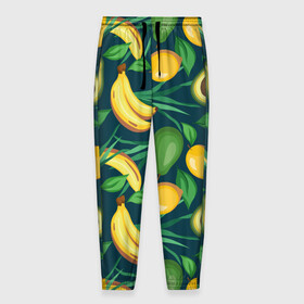 Мужские брюки 3D с принтом Фрукты в Белгороде, 100% полиэстер | манжеты по низу, эластичный пояс регулируется шнурком, по бокам два кармана без застежек, внутренняя часть кармана из мелкой сетки | avokado | авокадо | бананы | лимоны | фрукты