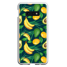 Чехол для Samsung S10E с принтом Фрукты в Белгороде, Силикон | Область печати: задняя сторона чехла, без боковых панелей | avokado | авокадо | бананы | лимоны | фрукты