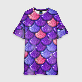 Детское платье 3D с принтом Цветная чешуя в Белгороде, 100% полиэстер | прямой силуэт, чуть расширенный к низу. Круглая горловина, на рукавах — воланы | рыбья кожа | текстура | цветная чешуя | цветные чешуйки | чешуя