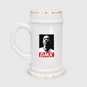 Кружка пивная с принтом Rapper DMX в Белгороде,  керамика (Материал выдерживает высокую температуру, стоит избегать резкого перепада температур) |  объем 630 мл | Тематика изображения на принте: dmx | dog | earl simmons | hip hop | music | new york | rap | rapper | rip | ruff ryders | диэмикс | музыка | нью йорк | пёс | рэп | рэпер | хипхоп | эрл симмонс