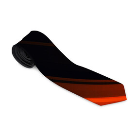 Галстук 3D с принтом ORANGE Black в Белгороде, 100% полиэстер | Длина 148 см; Плотность 150-180 г/м2 | Тематика изображения на принте: lines | линии | оранжевое | полосы | черное