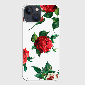 Чехол для iPhone 13 mini с принтом Розы в Белгороде,  |  | арт | белая роза | белые розы | белые цветы | белый цветок | большие цветы | большой цветок | красная роза | красные розы | красные цветы | красный цветок | поле | поле цветов | рисунок | роза | розы