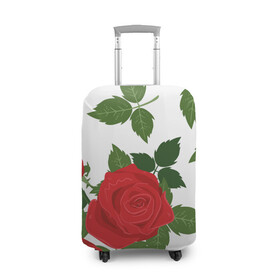 Чехол для чемодана 3D с принтом Большие розы в Белгороде, 86% полиэфир, 14% спандекс | двустороннее нанесение принта, прорези для ручек и колес | арт | белый | большие бутоны | большие розы | большой бутон | зелёный | красная роза | красные розы | красные цветы | красный | красный цветок | листок | листья | поле | поле цветов | рисунок | роза