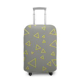 Чехол для чемодана 3D с принтом Желтый и серый | Yellow & gray в Белгороде, 86% полиэфир, 14% спандекс | двустороннее нанесение принта, прорези для ручек и колес | gray | triangle | yellow | желтый | серый | треугольник