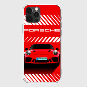 Чехол для iPhone 12 Pro с принтом PORSCHE / ПОРШЕ / RED STYLE в Белгороде, силикон | область печати: задняя сторона чехла, без боковых панелей | Тематика изображения на принте: 911 | auto | carrera | cayenne | macan | porsche | sportcar | taycan | автомобиль | градиент. | каен | карера | красный | макан | полосы | порш | порше | спорт | спорткар | тайкан