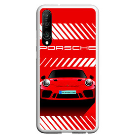 Чехол для Honor P30 с принтом PORSCHE / ПОРШЕ / RED STYLE в Белгороде, Силикон | Область печати: задняя сторона чехла, без боковых панелей | Тематика изображения на принте: 911 | auto | carrera | cayenne | macan | porsche | sportcar | taycan | автомобиль | градиент. | каен | карера | красный | макан | полосы | порш | порше | спорт | спорткар | тайкан