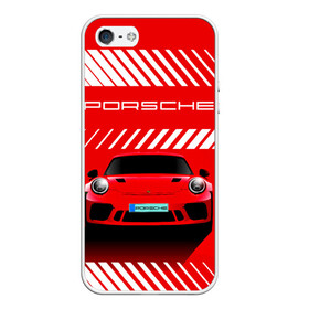 Чехол для iPhone 5/5S матовый с принтом PORSCHE / ПОРШЕ / RED STYLE в Белгороде, Силикон | Область печати: задняя сторона чехла, без боковых панелей | 911 | auto | carrera | cayenne | macan | porsche | sportcar | taycan | автомобиль | градиент. | каен | карера | красный | макан | полосы | порш | порше | спорт | спорткар | тайкан