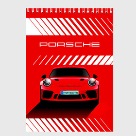 Скетчбук с принтом PORSCHE / ПОРШЕ / RED STYLE в Белгороде, 100% бумага
 | 48 листов, плотность листов — 100 г/м2, плотность картонной обложки — 250 г/м2. Листы скреплены сверху удобной пружинной спиралью | 911 | auto | carrera | cayenne | macan | porsche | sportcar | taycan | автомобиль | градиент. | каен | карера | красный | макан | полосы | порш | порше | спорт | спорткар | тайкан